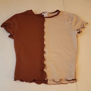 rue 21 Color Block Top Size xs Brown And Tan